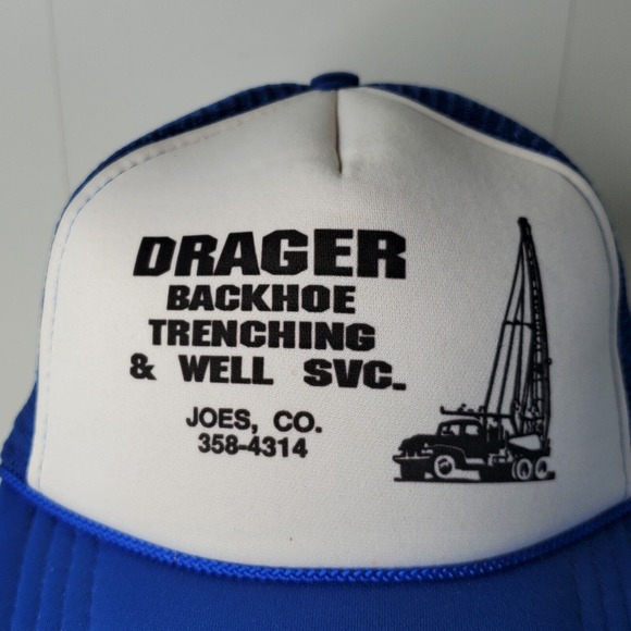 VTG Drager Backhoe Well Trenching Drilling Truck Rig Snapback Hat Trucker Cap - Picture 3 of 9